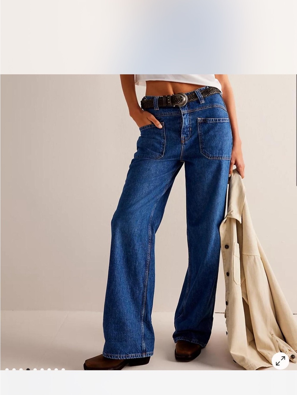 We The Free Dark Blue High-Rise Wide-Leg Jeans